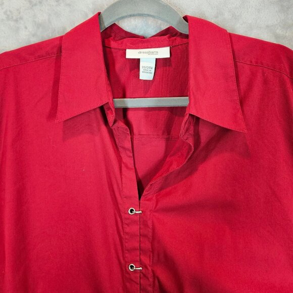 Dressbarn Womens Plus Size Red Button-Up Shirt 22/24W career office Bold Red - Picture 7 of 13